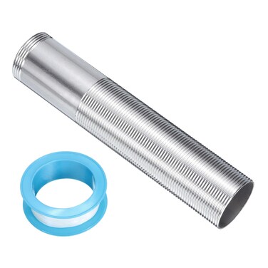 uxcell 6" Faucet Mount Extension Shank Stainless Steel Threaded Pipe Lengthen Mounting Shank Lengthen Fixed High Foot with PTFE Tape 1PCS