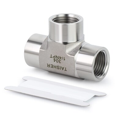 TAISHER 1PCS Forging of 304 Stainless Steel Tee Pipe Fittings, 1/4" x 1/4" x 1/4" NPT Female Pipe Fittings