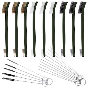 9 PCS Wire Brush with Carb Cleaner Set, FineGood Wire Brush Set for Car Detailing Cleaning 3 Brass Brush 3 Steel Brush 3 Nylon Brush Tool Kits