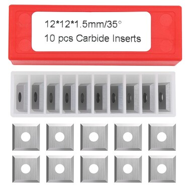 Diraeen 27pcs Carbide Lathe Tools,Tungsten Cutters Inserts Set for Wood Lathe Turning Tools, Include 11 mm Square with Radius, 12 mm and 8.9 mm Round, 30 x 10 mm Diamond, Screwdriver,Screws