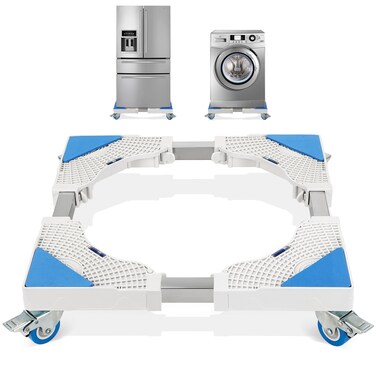 NATGAI Mini Fridge Stand, Adjustable Furniture Dolly Roller Base with 4 Locking Swivel Wheels, Universal Mobile Base Moving Cart for Washing Machine Refrigerator and Dryer (4 Wheels)