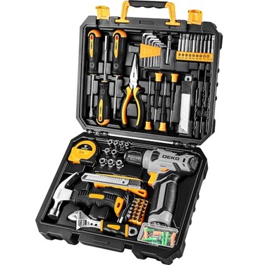 DEKOPRO Tool Set&iuml;&frac14;&scaron;Tool Kit with 8V Cordless Drill,Tool Box with Drill,Hand Drill Set for Men &amp; Women,Home Tool Kits for House Repair,Handyman,DIY 126 Piece