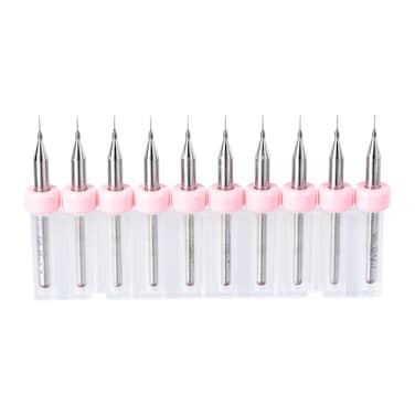uxcell PCB Drill Bits 0.15mm Tungsten Carbide Rotary Tool Jewelry CNC Engraving Print Circuit Board Micro Drill Bits 1/8 Inch Shank 1 Set (10 Pcs)