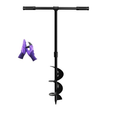 LONGRUNNEW Heavy-Duty Manual Garden Auger Drill Bit - 6" x 38" Plant/Fence Hole Digger for Bulbs, Trees, Seedlings, Umbrellas &amp; More - Eco-Friendly Hand-Powered Spiral Planter