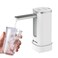 GentleJet Automatic Water Dispenser Pump for 5 Gallon Bottle - Digital Display, Type-C USB Charging, Portable Electric Water Pump, Foldable Spout (White - Silver- Desk Stand)