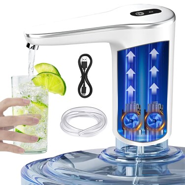 VINMEN 5 Gallon Water Bottle Pump Water Bottle Dispenser, Water Pump for 5 Gallon Jug,USB Charging Automatic Drinking Water Pump,Water Bottle Switch for Universal Bottles - Grey Silver