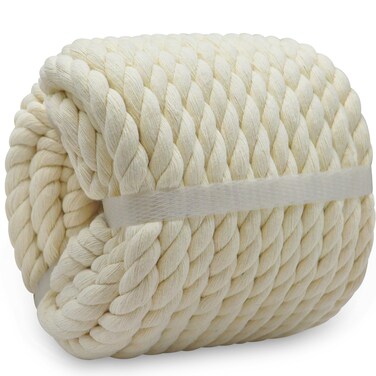 BONSINY Natural White Rope 1/2 inch x 100 feet Nautical Cotton Rope for Crafts Rope Baskets Plant Hanger Wall Hanging