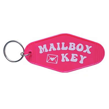 Mailbox Key Keychain Hot Pink Mail Key Ring Plastic Vintage Hotel Key Chain