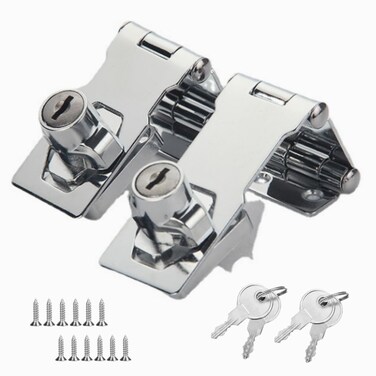 Double Hinge Cabinet Locks with Keys Zinc Alloy Keyed Door Lock Hasp Latch Heavy Duty Cabinet Locks with Keys Double Hinge Keyed Shed Lock Door Lock with Key for Cabinets (2 Pack)