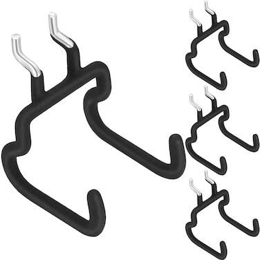 4 Pieces Pegboard Hooks Pegboard Drill Holder Pegboard Double Power Tool Black Pegboard Flat Utility Hook Peg Board Organization Accessory for Workbench, Garage Storage (2.75 x 2.56 x 3.54 Inch)