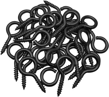 WANBAO 30 Pcs 2 inch Small Screw Eyes Metal Screw Hooks Ring Screws Fasteners Hardware Tools, Black