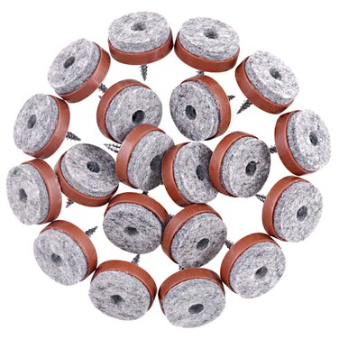 Swpeet 52Pcs 20mm Brown Furniture Felt Pads Non Slip Furniture Pads with Screw-on Felt Pad Furniture Slider Floor Protector for Wooden Leg Feet of Chair Table Sofa
