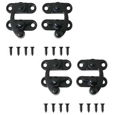DGBRSM 4PCS Black Padlock Hasp Hook Lock Antique Hook Hasp Latch for Jewelry Box Cabinet Toolbox Suitcase