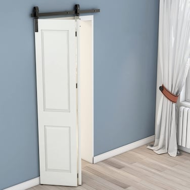 CCJH 3.3FT/40'' Bi-Folding Barn Door Hardware Sliding Track kit Heavy Duty for 2 Doors(No Wood Door&iuml;&frac14;&OElig;Hardwware Only)
