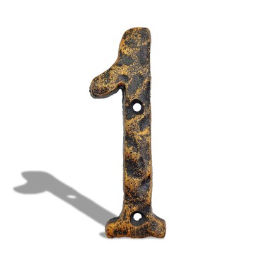 BetLight 5.5 Inch House Address Numbers- Solid Cast Iron Metal Door Gate Number- Unique Hammer Appearance with Individual Irregular Handcraft Antique Brass Finish-Number 1