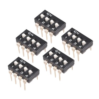 uxcell 5 Pcs Black DIP Switch 1 2 3 4 Positions 2.54mm Pitch for Circuit Breadboards PCB