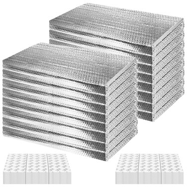 16P Garage Door Insulation Panels Kit 0.24' Thick Double Bubble Reflective Aluminum Foil Sheet Thermal Insulation Shield 120 Tapes Winter Clod and Summer Heat for Attic, Garage, Wall (24'' x 48'')