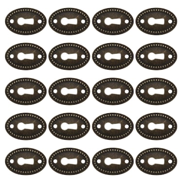 Baluue 20pcs Brass Keyhole Oval Metal Keyhole Cover,1.4" L x 1" W Retro Keyhole Protector Alloy Furniture Hardware Keyhole Plate for Cabinet Dresser Drawer Cabinet