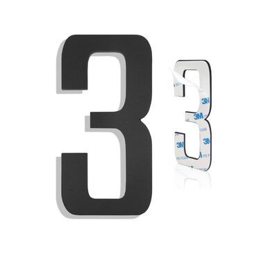 Modern House Numbers for Outside - Self-Adhesive, Large 6 Inch, Metal House Address Numbers - Ideal For Mailbox, Door, And Outdoor Address - House Number 3