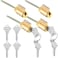 JaGely 4 Pcs Lock Cylinder 1.25 Inch Lock Replacement Parts Brass Lock Cylinder Door Cylinder Lock with Hardened Break Away Tailpiece Brass Key Cylinder Lock with 8 Keys