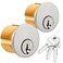 Mortise Lock Cylinder, 2 Pack Brass Commercial Storefront Door Lock Cylinder Fit Adams Rite Style Cam Lock Replacement for Aluminum Shop Doors, with 3PCS SC Keyway Keys
