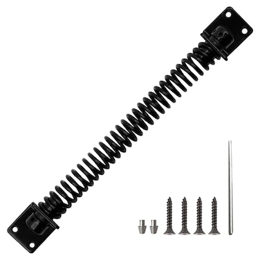 ZUDKSUY 11-1/2 Inches Self Closing Outdoor Door Spring Black Gate Spring Automatic Gate Closure Hardware for Wooden Vinyl Fence with Adjustable Tool