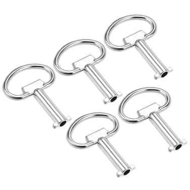 uxcell Electrical Cabinet Key 5mm Hole Zinc Alloy Water Meter Box Safety Key 54x40mm 5Pcs