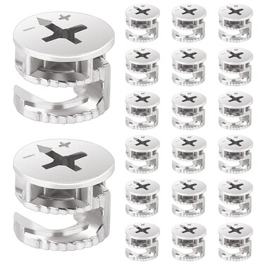 Vin Beauty Furniture Connecting Cam Lock Fittings, 20Pcs Zinc Alloy Cabinet Fasteners, Key Lock, Silver