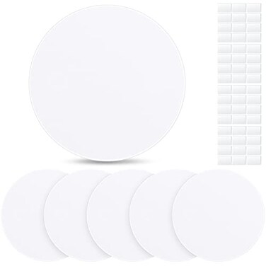 Sosation 6 Pcs Plastic Flat Blank Plate Wall Hole Cover Ceiling Cover Plate, Circle Electrical Box Cover with 48 Pcs Double Faced Adhesive Tape for Ceilings or Wall (14 Inch)