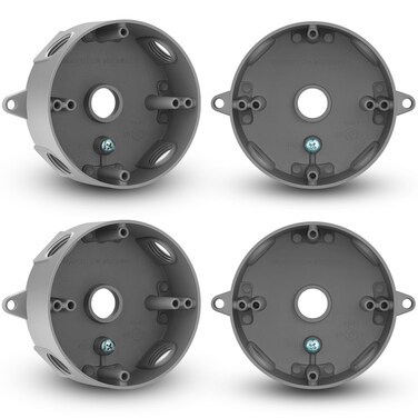 Juexica 4 Pcs 1/2 Inch 5 Hole 4 Inch Electrical Box Round Weatherproof Outlet Box Outdoor Junction Round Box for Lighting Systems (Gray)
