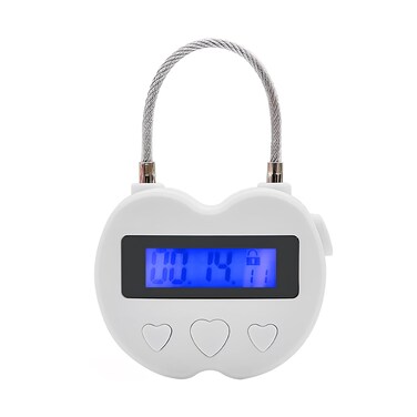 KENRONE Heart Metal Timer Lock, USB Rechargeable Timer Compact Padlock not with 1m Spring Cord, Up to 99 Hours Timed Self-Regulation Anti-Addiction Timer Padlock (Silver)
