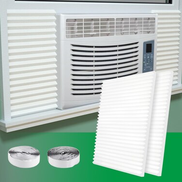 Window Air Conditioner Side Insulated Panel, 2PIC Full Surround Insulation Panels Window Seal Kit, WinterSummer Winter Heat and Draft Insulating,Insulation Foam Material 02 (WHITE)