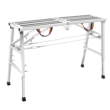 Adjustable &amp; Multi-Function Work Platform, 330lbs Capacity, Portable Folding Aluminum Step Scaffolding Ladder for RV Cleaning, High Paint Wall, Trim, 47 "x 11.8" x 23.6