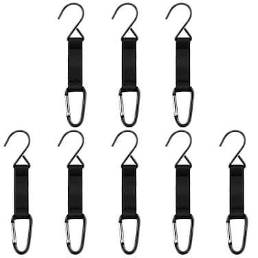 Fence Hooks for Baseball Bag Nylon Safety Buckles Fence Hooks Multifunctional Hanging Buckles Metal Hooks Suitable for Softball Outdoor Sports Equipment Water Cup Backpack (Black Hook, 8 Pieces)