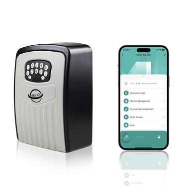 SISAV Security Key Lock Box Instant Remote Access Via Bluetooth/Code/App Resettable Set Your Own Combination 6 Digit Storage Smart Lock Box No WiFi Wall Mounted 5 Key Large Capacity,Black