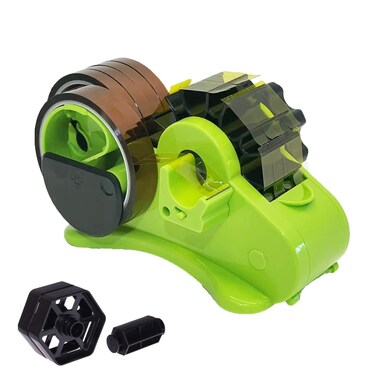Green Multi-Roll Heat Tape Dispenser Sublimation 1" and 3" Core Double Reel Cores Sublimation for Heat Transfer Tape, Semi-Automatic Tape Dispenser with Compartment Slots