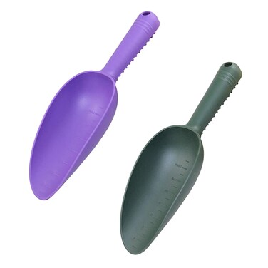 Plastic Garden Shovel Hand Trowel Tool Non-Slip Potting Soil Scoop Flowerpot Transplanting Digging Weeding Planting Cultivation Sturdy Kids Beach Sand Toys Pet Food Scoop 2 Pcs
