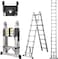 Telescoping Ladder A Frame, 16.5 Ft Compact Aluminum Extension Ladder, Portable Telescopic RV Ladder for Outdoor Camper Trips Motorhome with Tool Platform and Stabilizer Bar, 330 lb