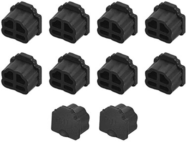 Heyiarbeit 10pcs Silicone RJ11 Cap Port Cover Anti Dust Stopper Plug Cover Protector Cap for End Computer Digital Socket Printer Black Tone