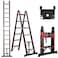Telescoping Ladder A Frame, 12.5 Ft Compact Aluminum Extension Ladder, Portable Telescopic RV Ladder for Outdoor Camper Trips Motorhome with Tool Platform and Stabilizer Bar, 330 lb Capacity