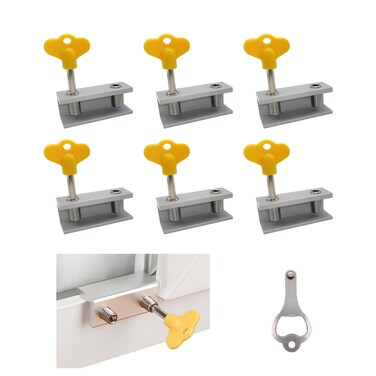 Sliding Window Locks Security - 6 Sets Window Locks for Vertical Horizontal Sliding Windows, Adjustable Sliding Door Lock with Key, Easy to Install Window Stoppers for Bedroom, Living Room and Office