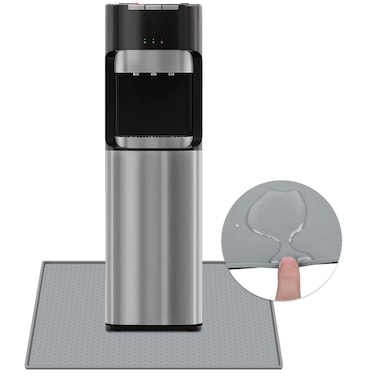 TOHONFOO Water Cooler Dispenser Mat with Raised Edge for Foor Hardwood Floor and Countertop Protector, Water Cooler Mat Waterproof, Slip Resistant, Heat Resistant, Easy to Clean, 24" x 16", Grey