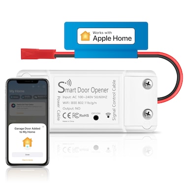 OUVOPO Smart Garage Door Opener, WiFi Garage Door Opener Compatible with Apple HomeKit, Siri, Amazon Alexa, Google Assistant, Smart Garage Control for Apple Home App, No Hub Needed
