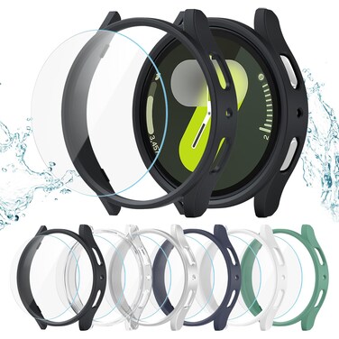 Landhoo [6+6Pack for Samsung Galaxy Watch 7 44mm Screen Protector Case, Hard PC Bumper + HD Anti-Fog Tempered Glass Protective Film, Waterproof Face Cover Set for Galaxy Watch 7 44mm Accessories