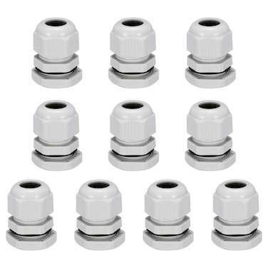 uxcell 10Pcs PG16 Cable Gland Waterproof Plastic Joint Adjustable Locknut White for 10mm-13mm Dia Cable Wire