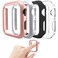 Mugust 4 Pack Compatible for Apple Watch Case 38mm [NO Screen Protector] Series 3 2 1, Hard PC Bumper Case Protective Cover Frame Compatible for iWatch 38mm, Black/Rose Gold/Silver/Clear