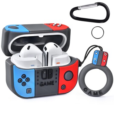 KOREDA Compatible with Samsung Galaxy Buds 3 Case &amp; Galaxy Buds 3 Pro Case, Cute Funny Game Design Cartoon Soft Silicone Protective Cover with Keychain for Teens Boys Men Women (Red/Blue)