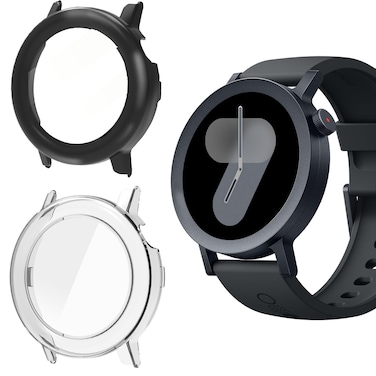 Compatible with CMF Watch Pro 2 Case, Lamshaw Hard PC Case with Screen Protector Compatible with CMF Watch Pro 2 Smartwatch (2 Pack-Black+Clear, for Watch Pro 2)