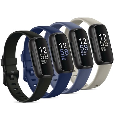 Odbeai Compatible with Fitbit Inspire 3 Bands for Women Men, Sport Wristband Replacement Soft Silicone Straps for Inspire 3 Fitness Tracker Women &amp; Men(4 Pack,Large)