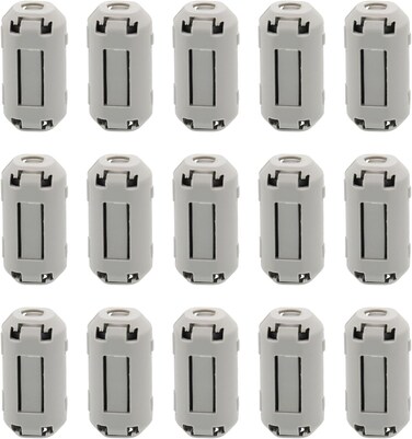 15Pcs 5mm Grey Clip-on Ferrite Ring Core RFI EMI Noise Suppressor Anti-Interference Cable Clip for Telephones Tvs Speakers Radio Audio Equipment Noise Suppressor Video Cable Power Cord